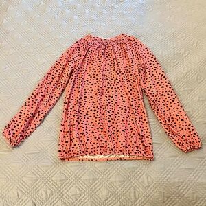 HALIFE Women’s Coral Spotted Blouse, Size Small, EUC